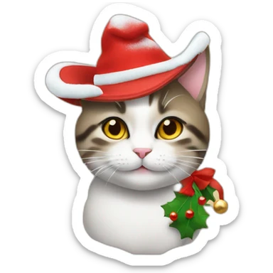 un gato con sombrero de navidad sticker