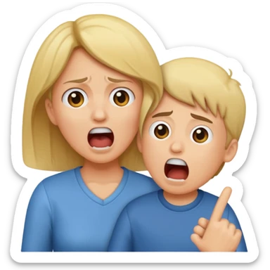 A mom screaming at a boy sticker