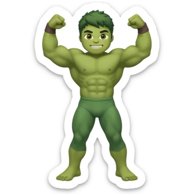 kid hulk flexing arms full body long pants and smiling sticker