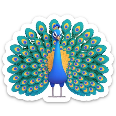 a proud peacock with its feathers fanned out, standing tall and looking elegant and posh sticker