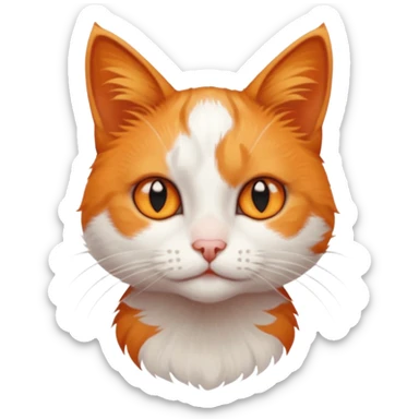 tiny + skinny ginger and white cat with deep orange eyes sticker