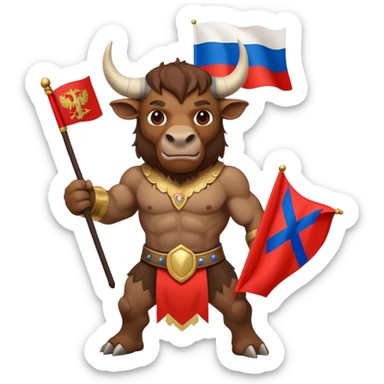 minotaur with russian flag sticker