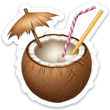 Straw in a coconut sticker