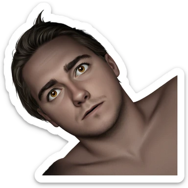 focused gaze of a young man sticker