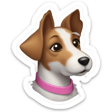 AI generated sticker of a female mini fox terrier with a pink collar, solid colour brown fur, inspired by the style of “Lady and the Tramp.” White outline around it sticker