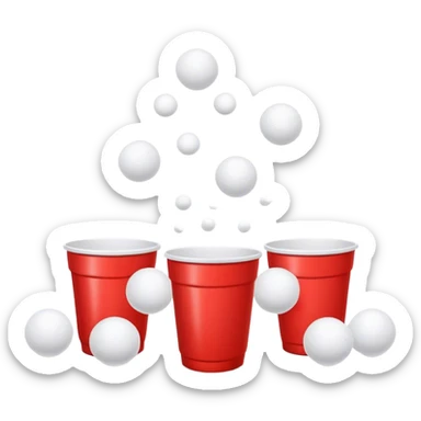 a couple red cups and white ping pong balls sticker
