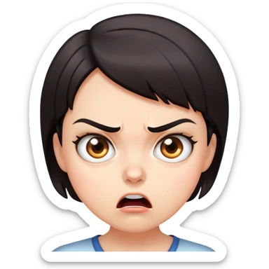 angry surprised girl with short dark hair sticker