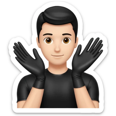 shiny black latex gloves on male hands sticker
