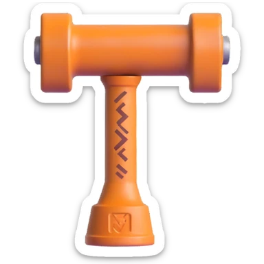 hammer crossed with a rolled blueprint, symbolizing builders and base creation, modern emoji style, Rust survival theme sticker