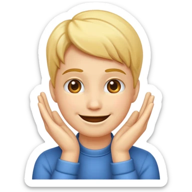 smiling face posing with hands under chin sticker