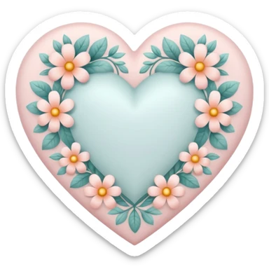 white heart with a floral pattern sticker