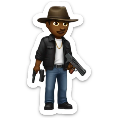 Gangster with a gun in the gang bloods sticker