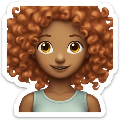 light brown skin girl with dimples and red curly hair sticker