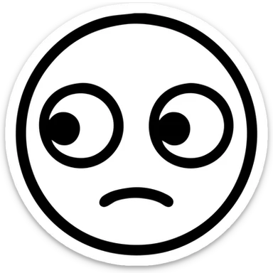 one eye looking left, the other eye looking right, cartoon style, bold lines, white background sticker