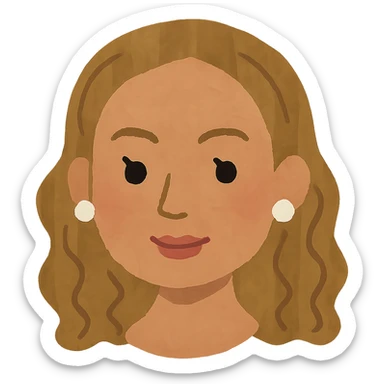 Beyonce's head in Irasutoya style, gentle expression, cartoon, minimal details, soft color palette, no background sticker