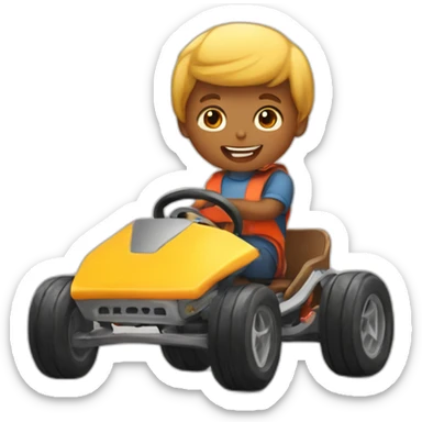 A little boy with an kart sticker
