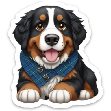 Bernese mountain dog wearing a scottish kilt sticker
