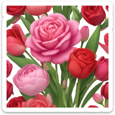 Red and pink flowers sticker
