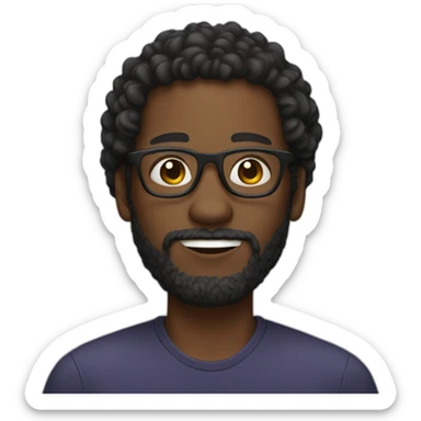 black man with a beard and glasses, with curly hair, brown eyes sticker