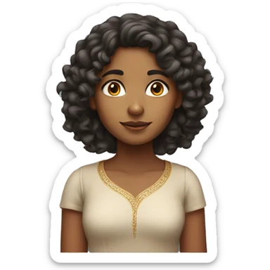 an indian girl with slight curly hair sticker