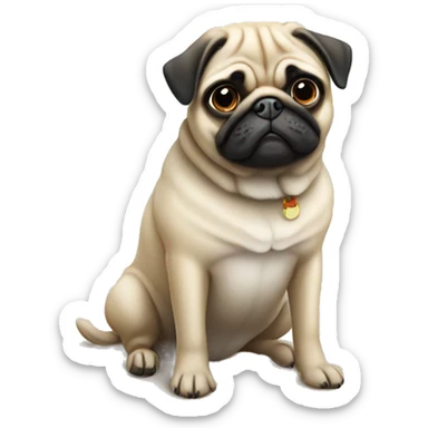 Pug dog sitting at the beach sticker