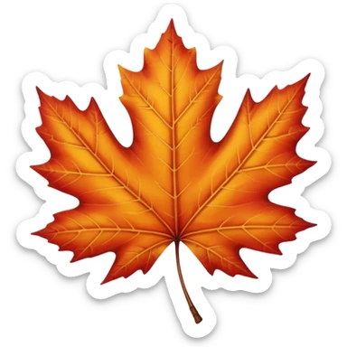 realistic single maple leaf, vibrant autumn colors, isolated on white background, high detail, soft natural lighting, no text, no watermark --ar 1:1 --v 6
 sticker