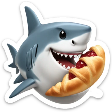 a shark with a crasont  sticker