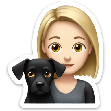 White Girl and black dog sticker
