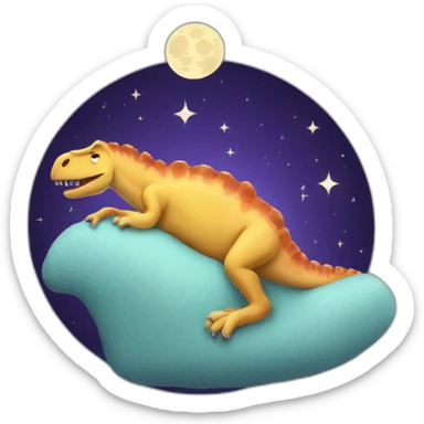 dinosaure sleeping on moon sticker