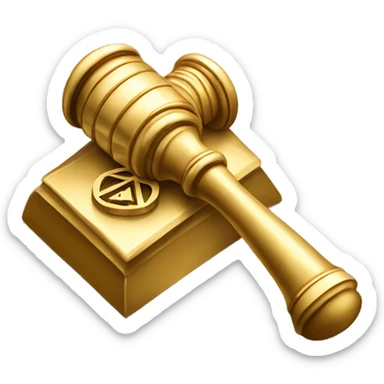 gold gavel with freemason logo and letter g sticker