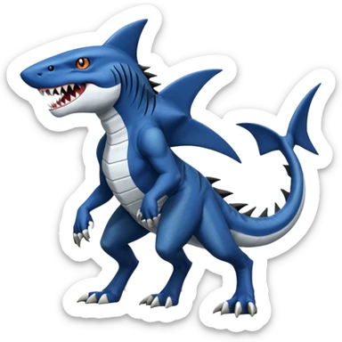 dark-deep-denim-steel-cobalt-blue 4-legged digitigrade land-shark-landhai-vernid-sergal-sharpedo-houndoom-hybrid-fusion-creature, full body sticker