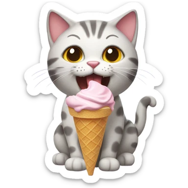 Cat eating ice cream sticker