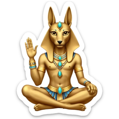 Ancient style lavishly adorned anubis staged formally sitting posed sticker