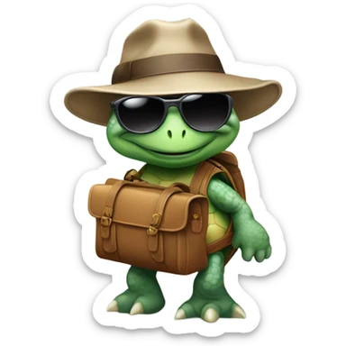Old gangster turtle holding bags of cash sticker