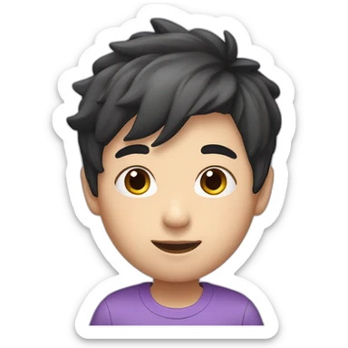 Asian boy with bright lilac hair on top and black hair on the side sticker