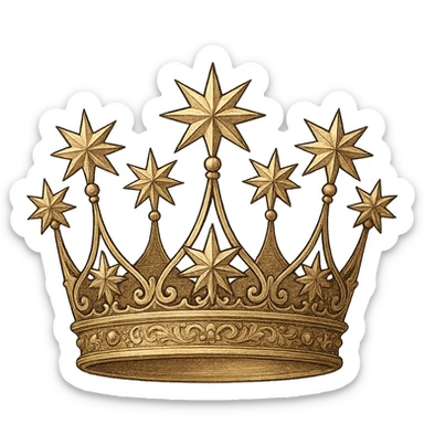 crown with star-shaped decorations, detailed, elegant, gpt-image style sticker