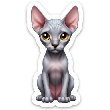 Pink with grey canadian sphynx cat blue eyes and black nose  sticker