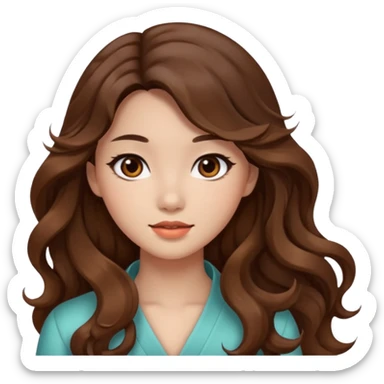 Beautiful girl,brown hair,wavy hair，long hair,Black eyes,Chinese sticker