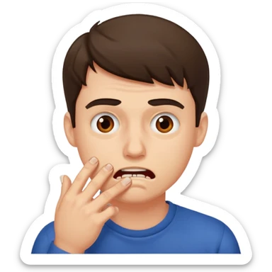 Day dreaming of a guy while biting nail sticker