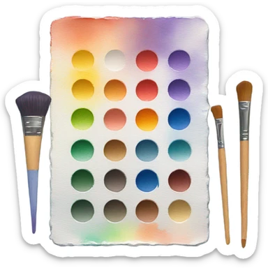 watercolor paint palette and paintbrush sticker