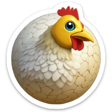 3d sphere with a cartoon Chicken Jockey skin texture with Eye of Horus sticker