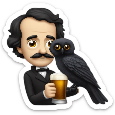 Edgar Alan Poe tomando cerveza sticker