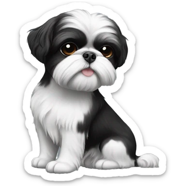 Black and white shihtzu sticker