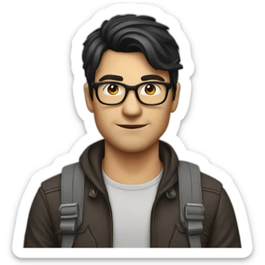 hipster computer nerd male with dark hair sticker