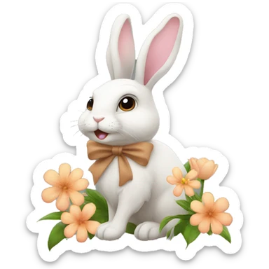 Bunny with fowers sticker