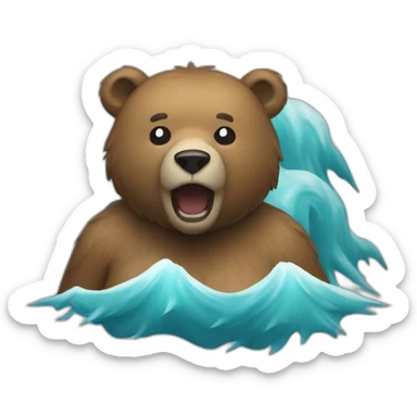 a bear in hurricane  sticker