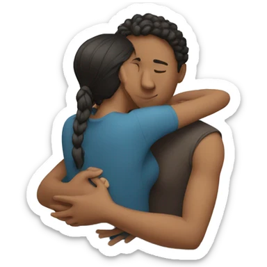 A woman who give a hug sticker