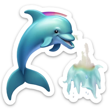 Rainbow and dolphin sticker