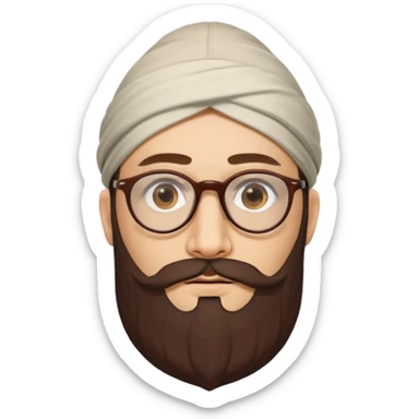 A kashmiri  criminal daku whose white face is somewhat triangular and  wears specs and has brown golden eyes with sticker