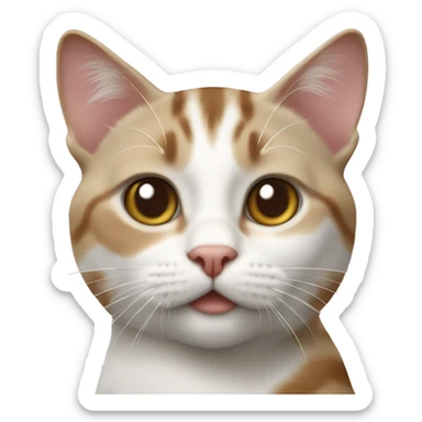 white and brown bicolor tabby cat sticker
